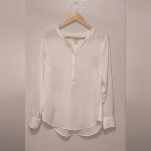 Cream J. Crew Henley 1/4 Button Up Sheer Blouse‎ Lightweight Women's Size S